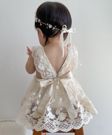 即納lace apron rompers