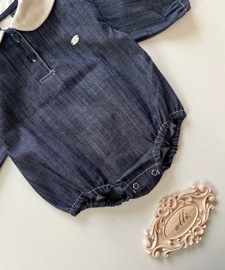 即納sailor denim rompers