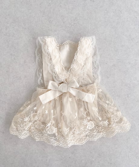 即納lace apron rompers