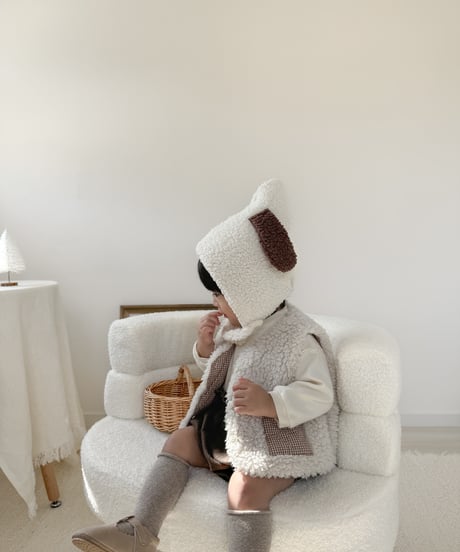 即納 BEBE Check boa Vest