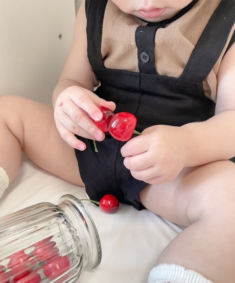 即納 bebe nine Coco linen suspender pants