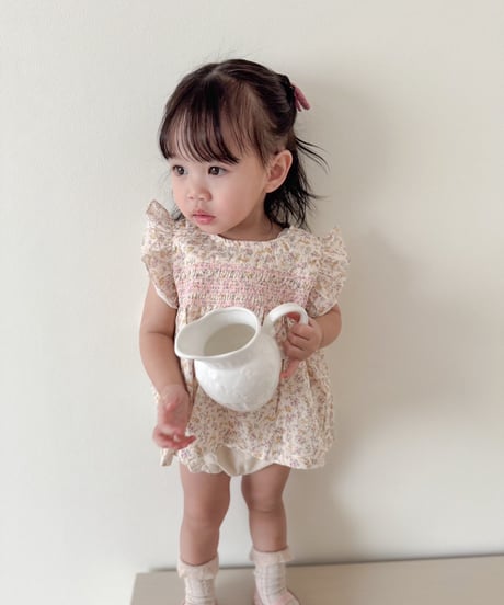 即納shirring frill blouse