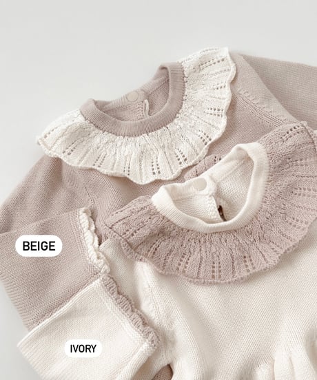 即納 scallop knit one-piece