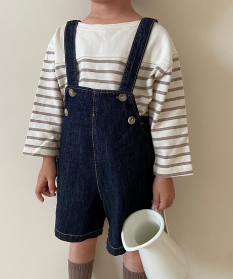 即納monbebe × alli   indigo denim salopette