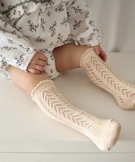即納baby openwork color high socks