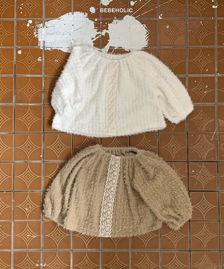即納 mohair flower blouse