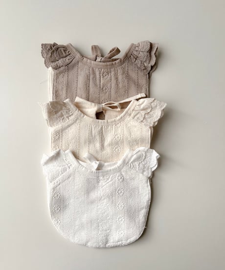 即納back ribbon  frill lace bib