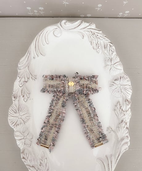 即納Fringe Tweed Hair Clip