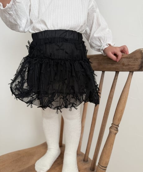 即納 mimi market Ribbon Mesh Balloon skirt