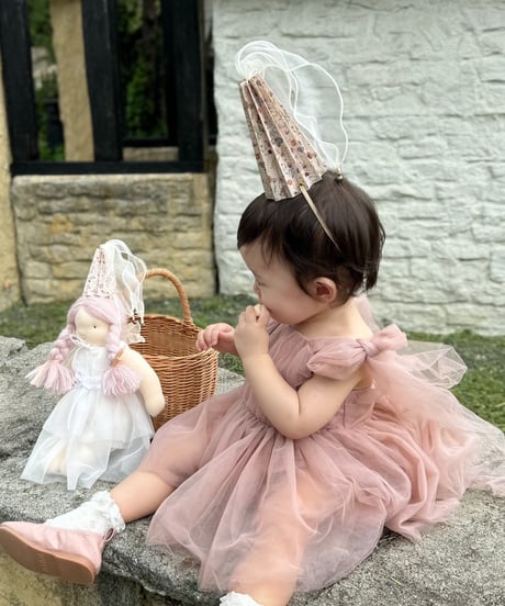 即納shoulder ribbon tulle dress