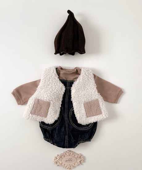 即納 BEBE Check boa Vest
