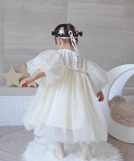 即納balloon sleeve tulle dress