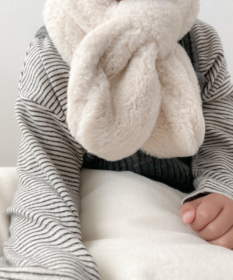 アイボリー ファー マフラー クロスデザイン アイボリー ファー マフラー クロスデザイン