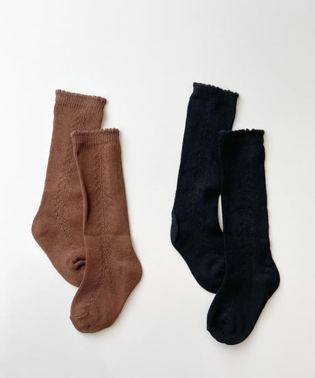 即納baby openwork knee high socks