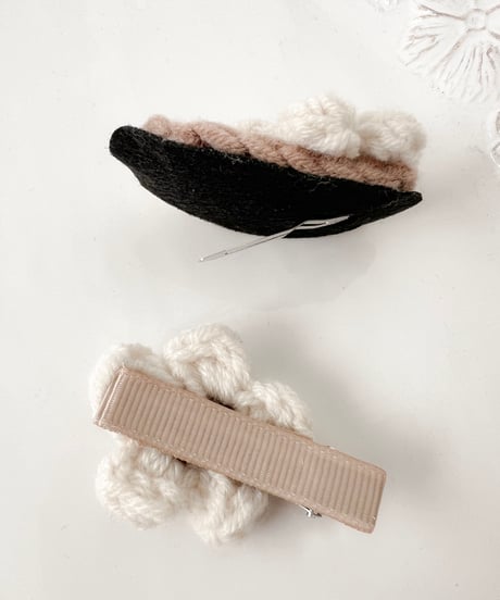 即納 knit flower pin set