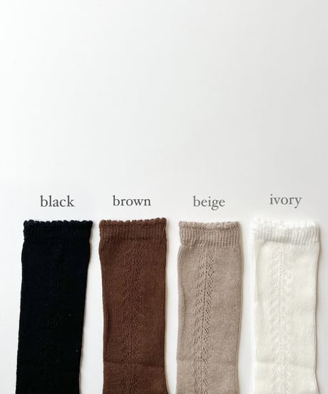 即納baby openwork knee high socks