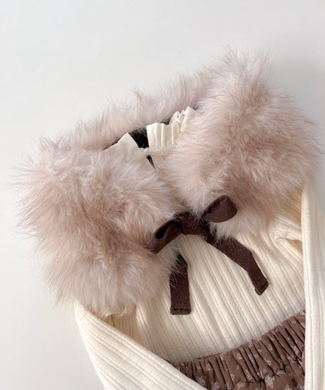 即納marble fur collar