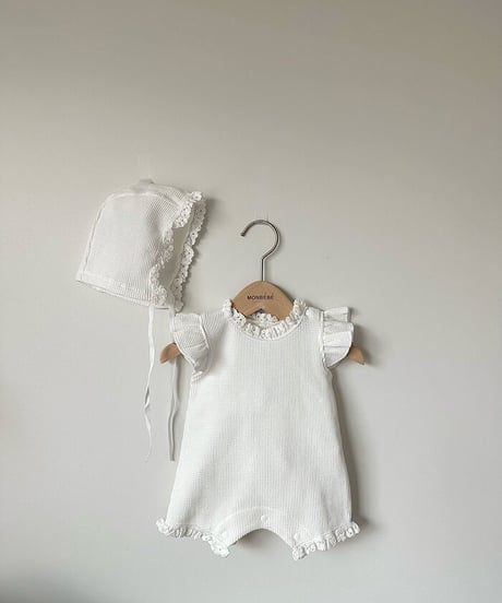 即納monbebe   Summer frill waffle suit
