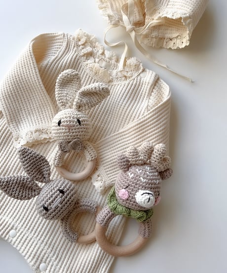 即納crochet animal rattle