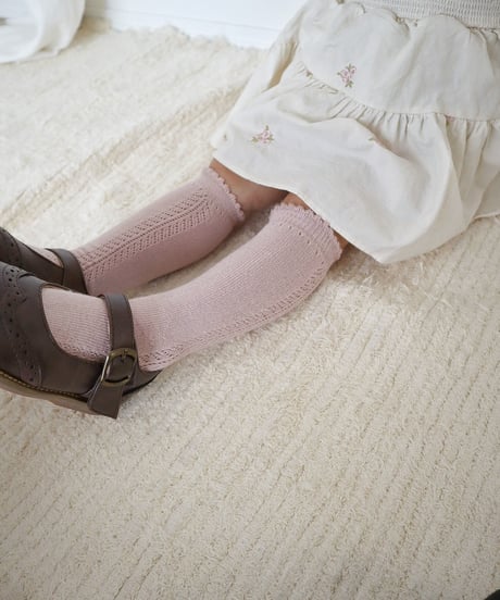 即納baby openwork knee high socks
