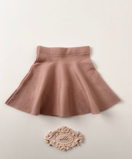 即納knit flare skirt  brown&beige