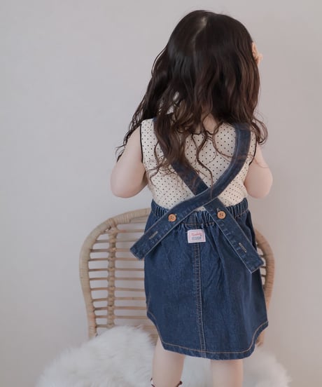 即納monbebe Bongbong denim suspender skirt