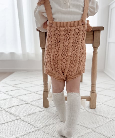 即納2way eyelet knit salopette