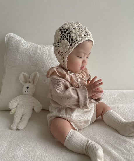即納monbebe  handmade Knit bonnet