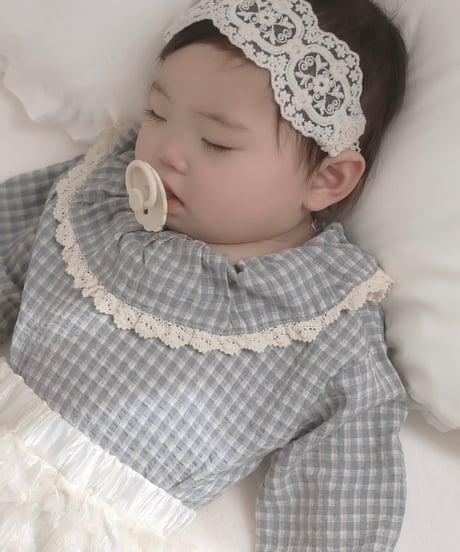 即納 mimi market check Frill blouse