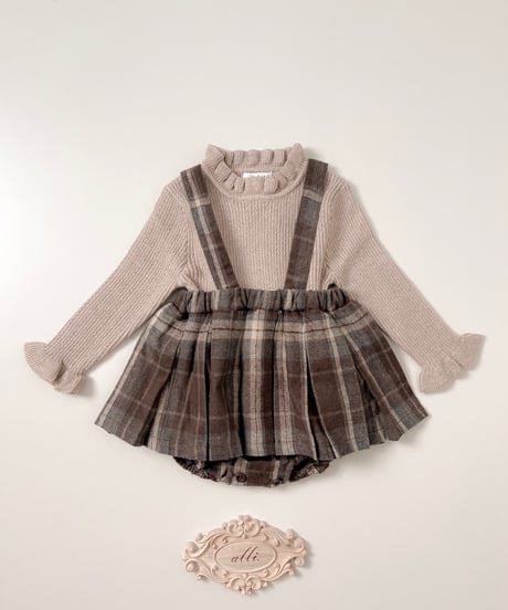 即納stand collar fril knit