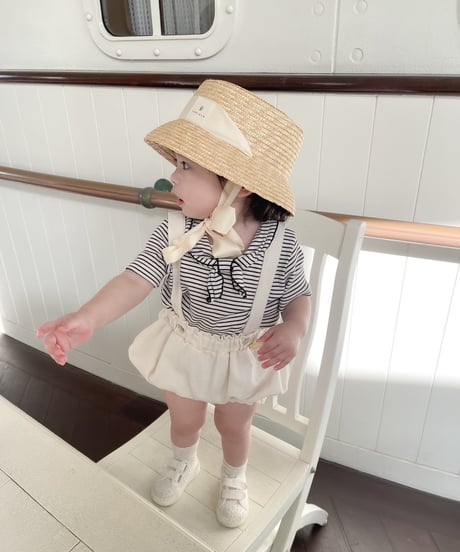 即納Milk stripe sailor  T-shirt