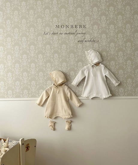 即納monbebe newborn waffle rompers set