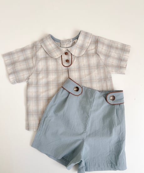 即納　OREN   check round collar set