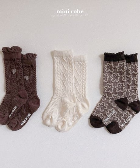 即納MINI ROBE Winter Knit Socks 3set