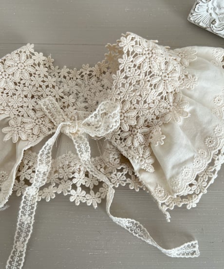 即納double lace flower  collar