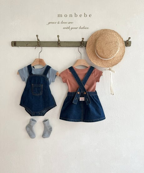 即納monbebe Bongbong denim suspenders