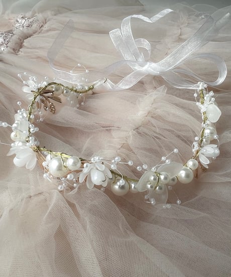 即納perl flower head dress