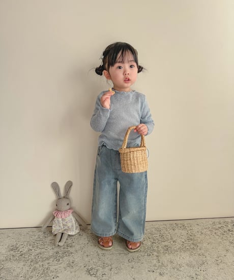 即納wash wide denim