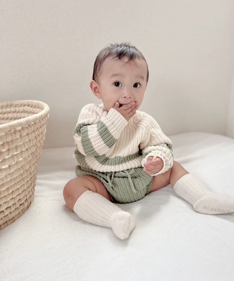 即納 stripe knit set up