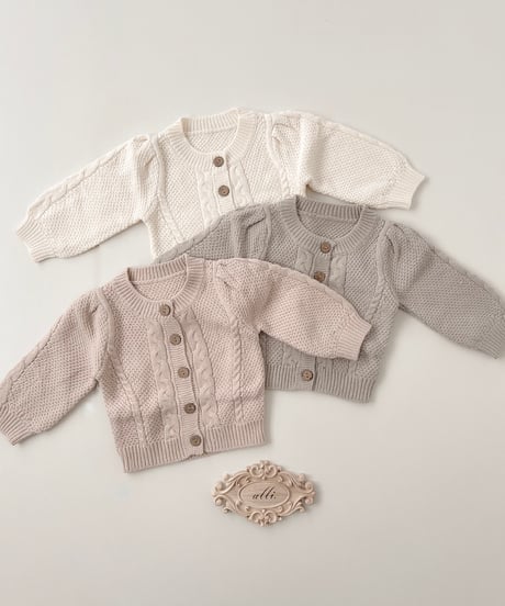 即納cable knit cardigan