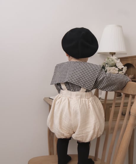即納 mimi market Check sailor blouse