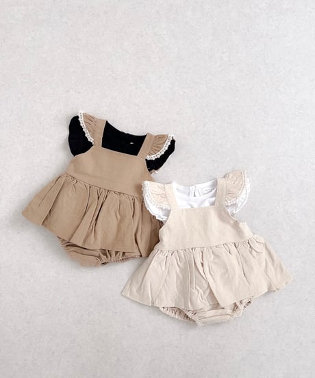 即納 m-kids  Linen frill suit
