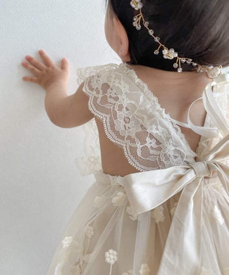即納lace apron rompers