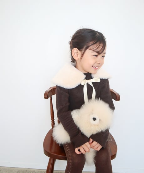 即納ribbon fur collar