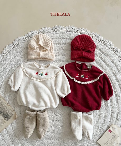 ELLIE エリー　ロンパース　リボン フリースベビーロンパース