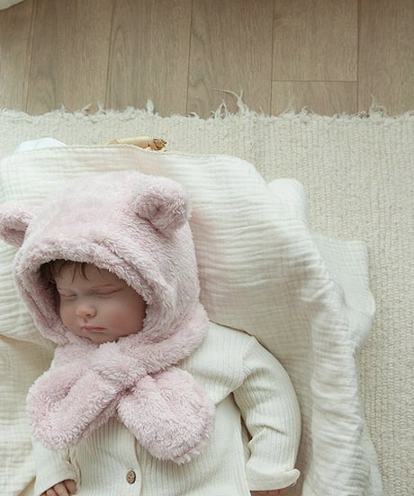 即納Mokomoko Bear Hood Scarf