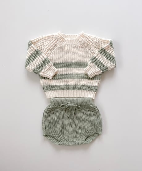 即納 stripe knit set up