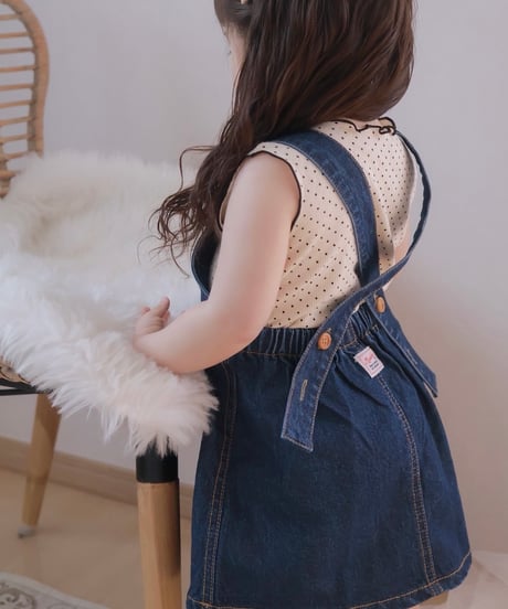 即納monbebe Bongbong denim suspender skirt