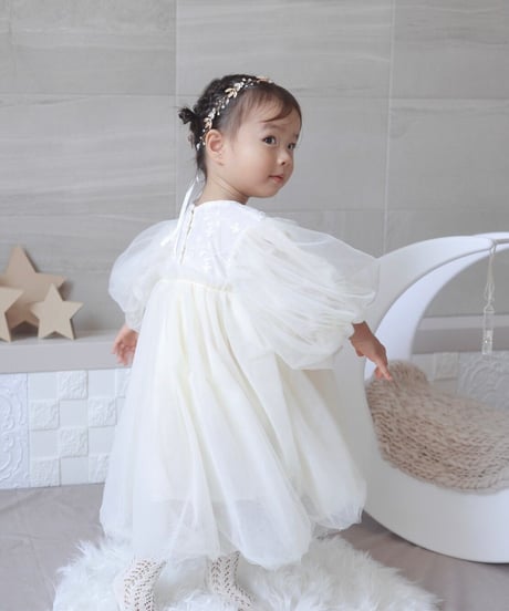 即納balloon sleeve tulle dress