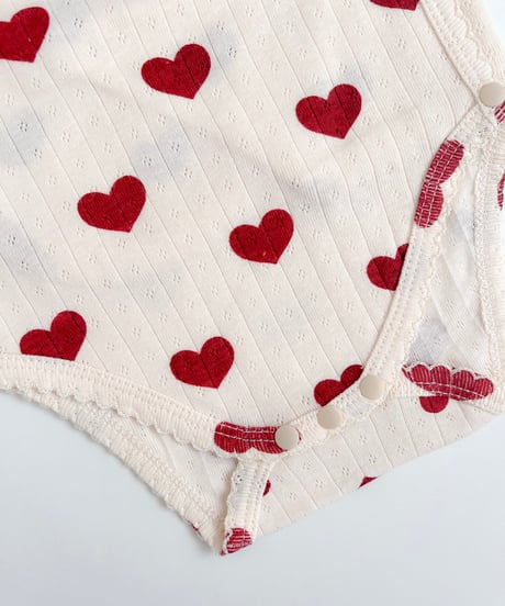 即納 newborn ribbon & heart rompers